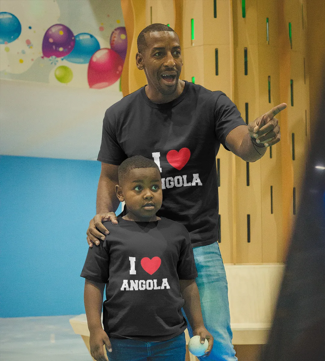 1sttheworld T-Shirt - I Love Angola T-Shirt Black A35