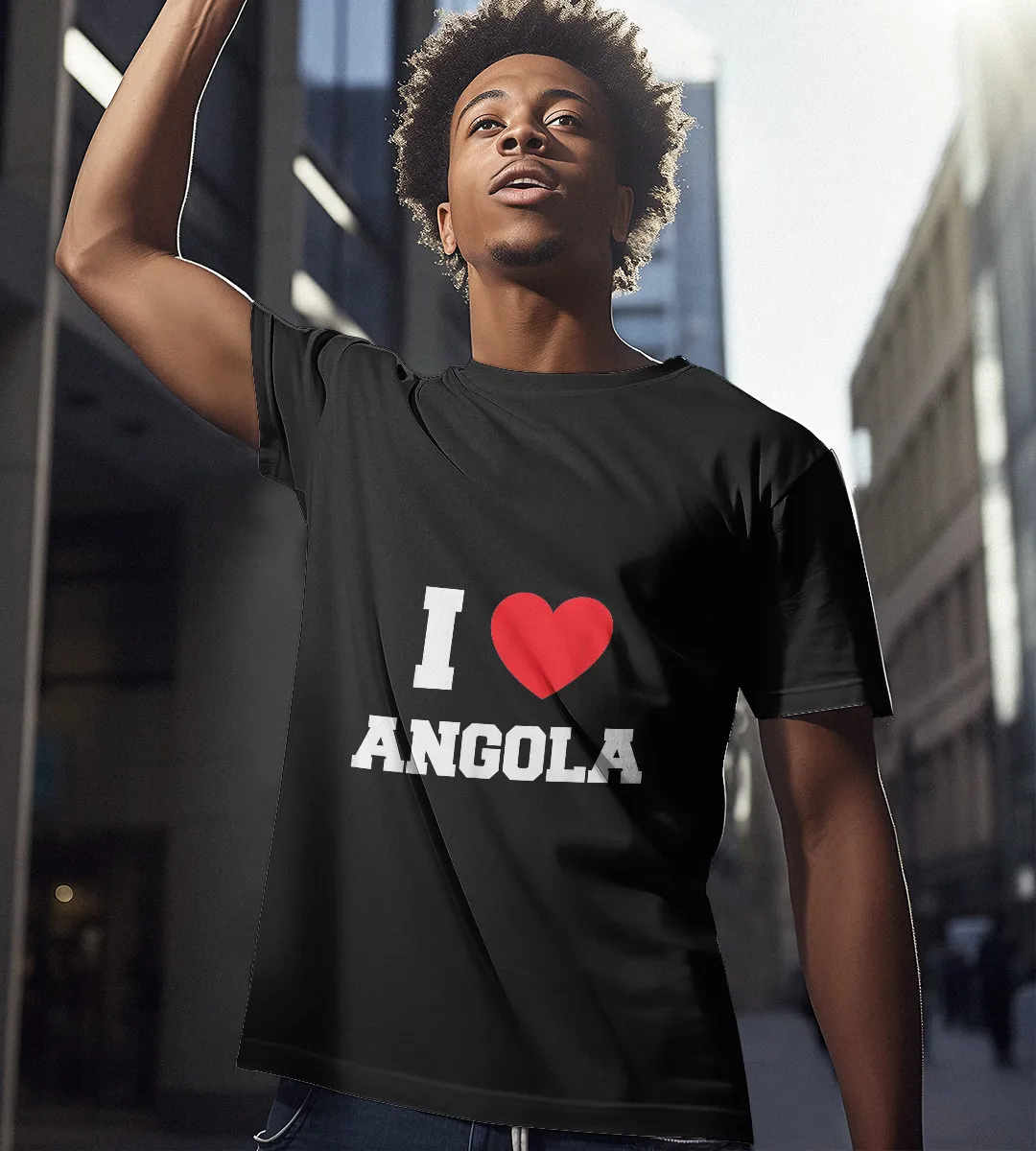 1sttheworld T-Shirt - I Love Angola T-Shirt Black A35