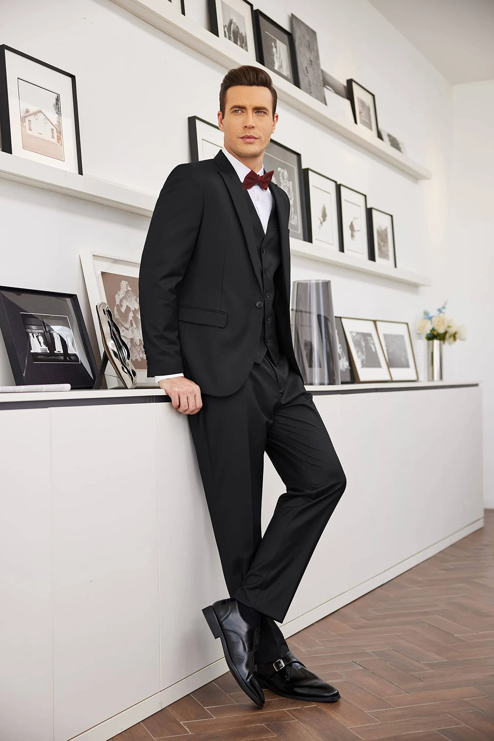 3 Piece Suits Set Tuxedo Prom Blazer Vest Pants Set (US Only)