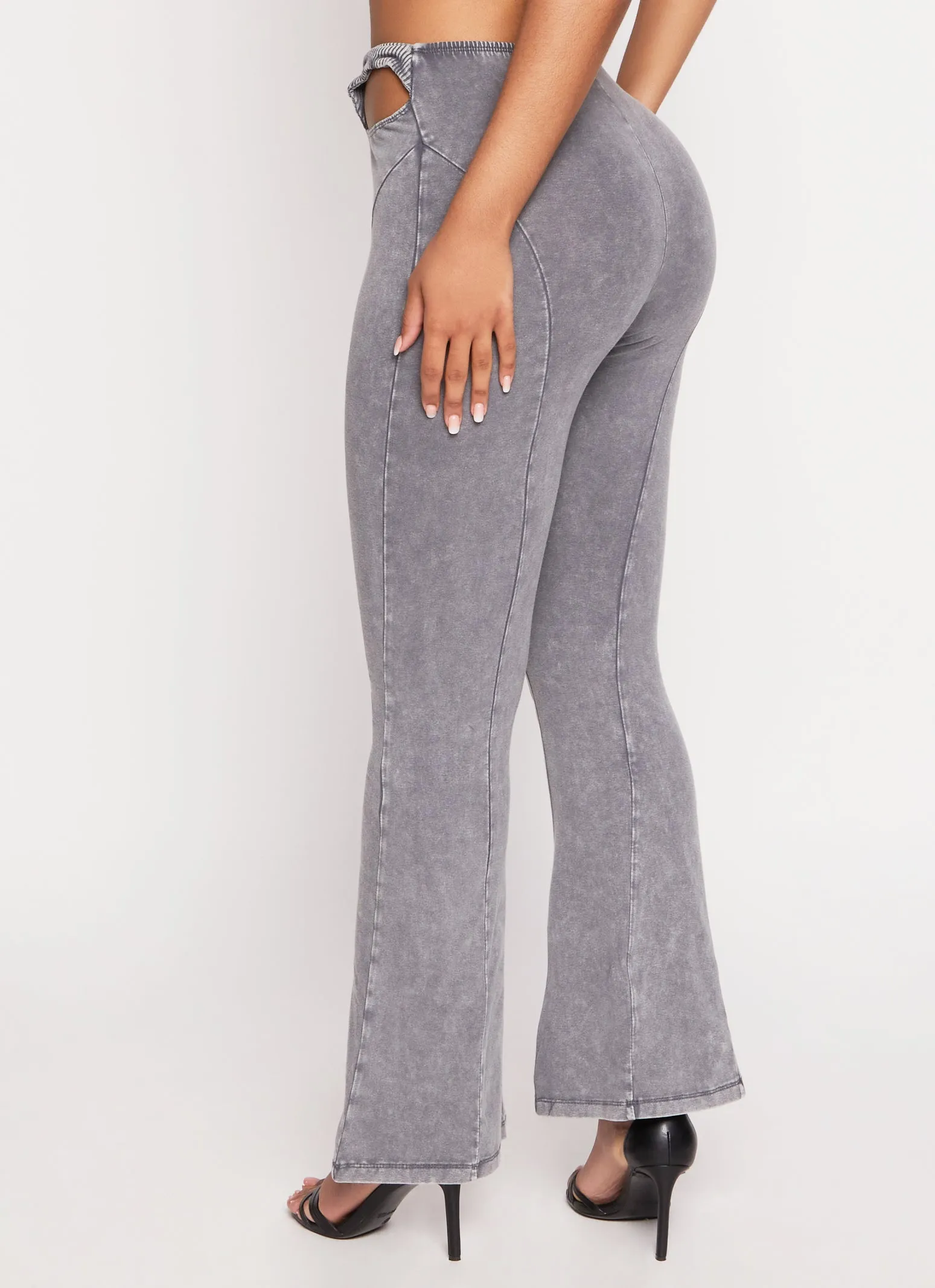 Acid Wash Cut Out High Waist Pants