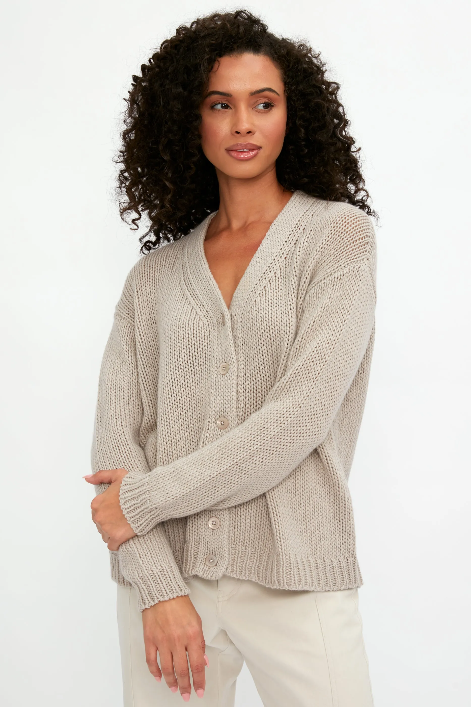 Airy Cashmere Cardigan in Dune