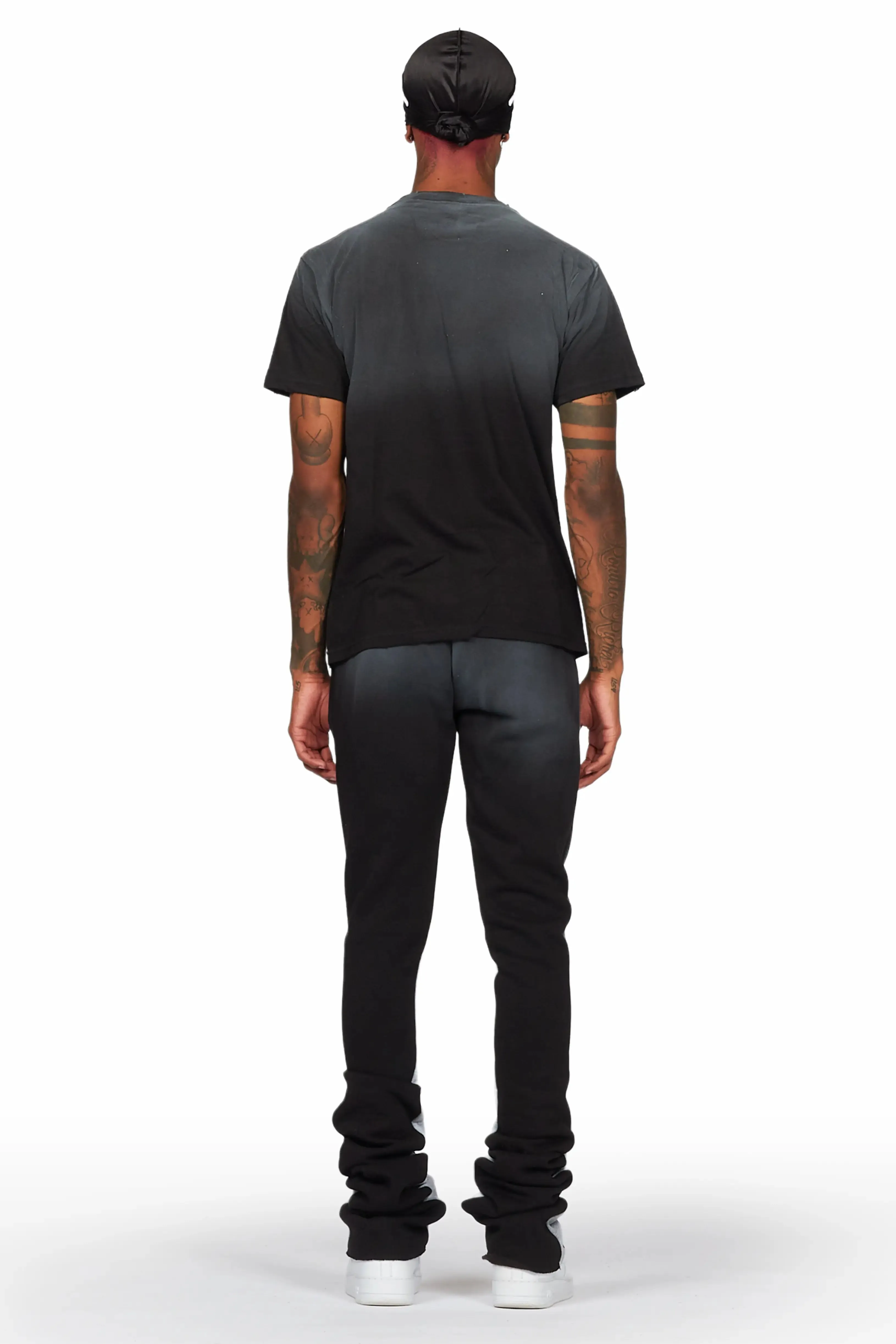 All Seeing Eyes Black T-Shirt/Super Stacked Flare Pant Set