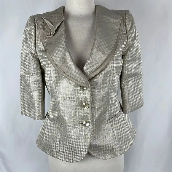 ArmaniCollezioniTan Shimmer Houndstooth Jacket