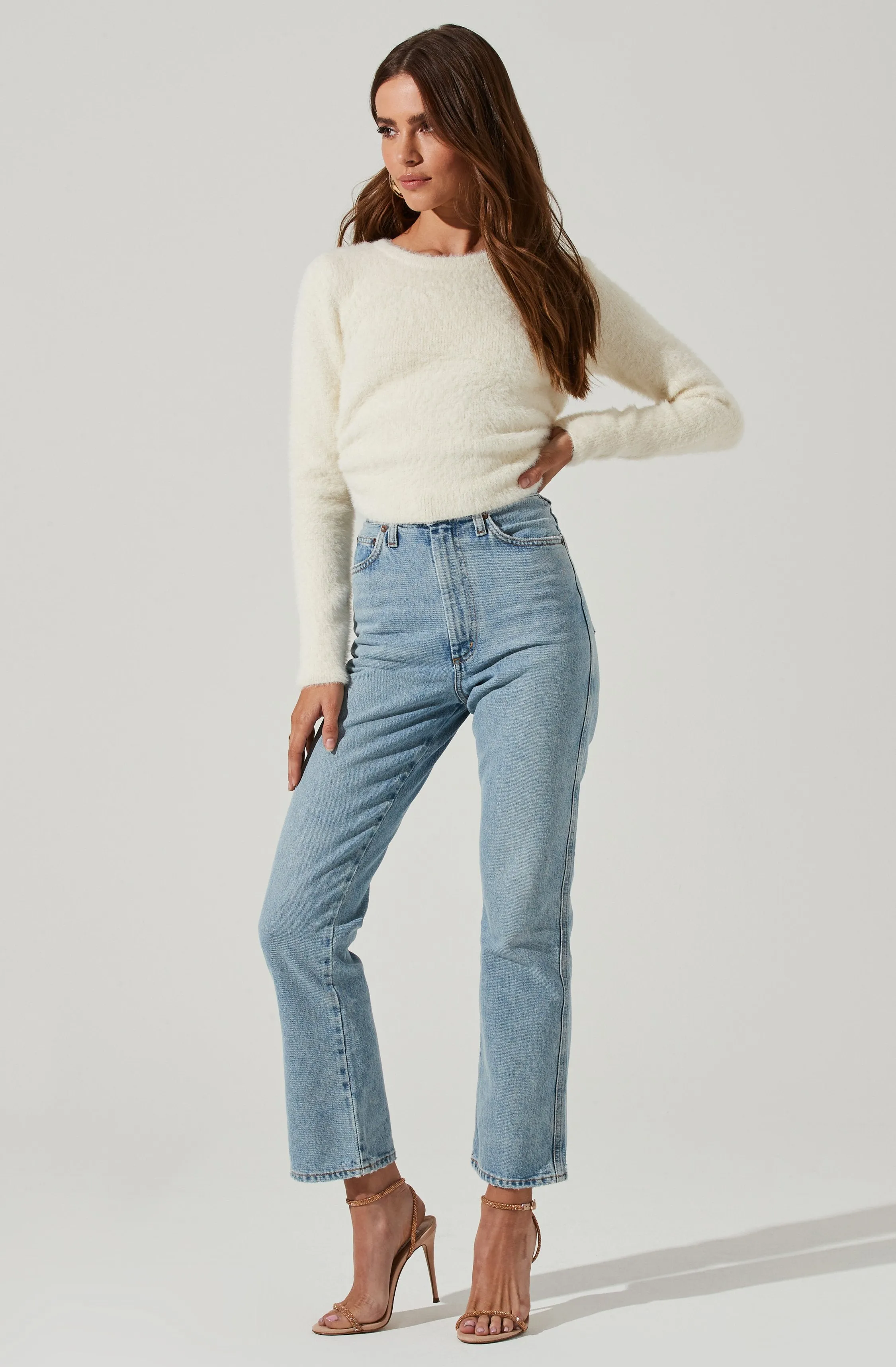 Back Cutout Tie Waist Sweater