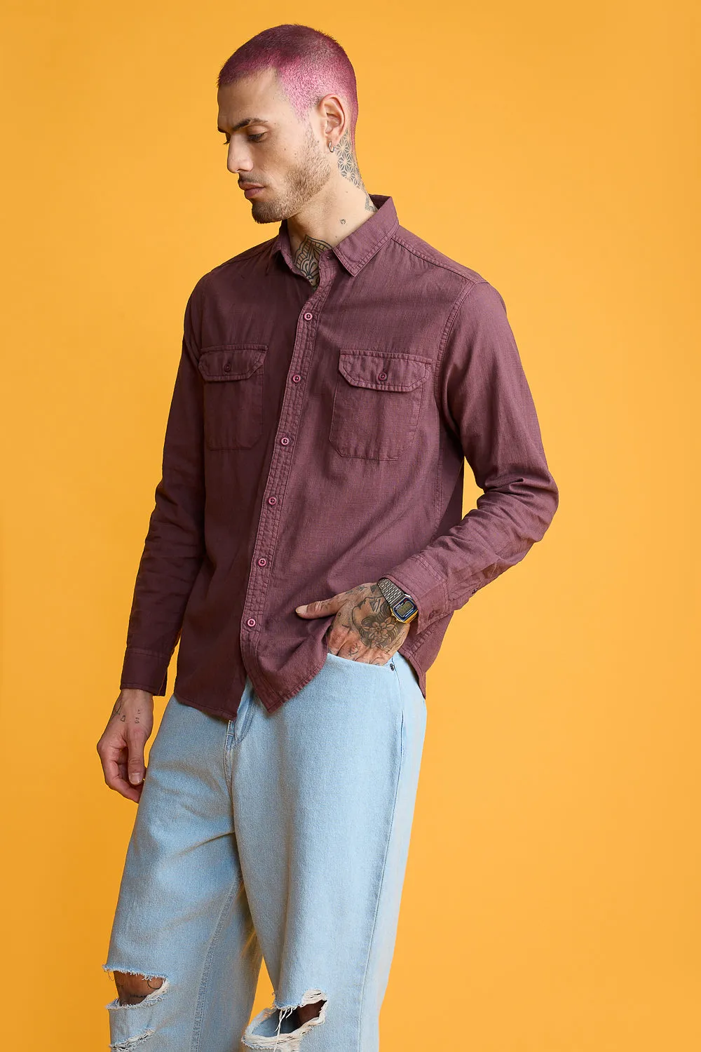 Blaze Plum Solid Men's Shirt