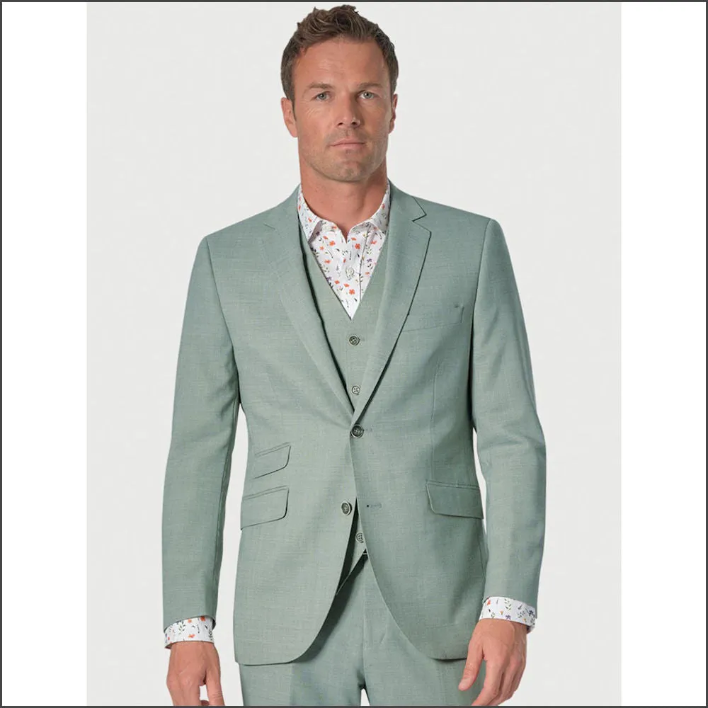 Brook Taverner Tailored Fit Sage Linen Mix Suit Jacket<><>