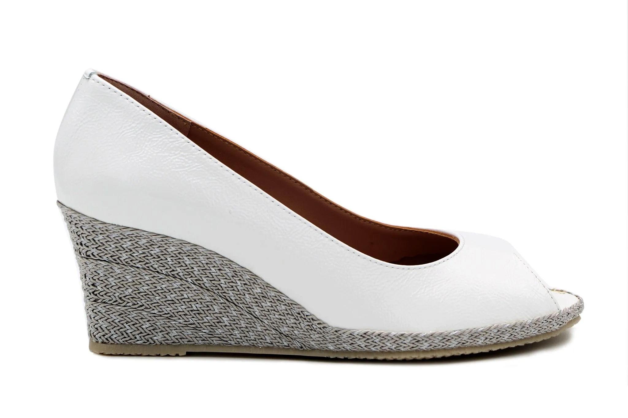 Bruno's White Patent Wedge Shoe Regina