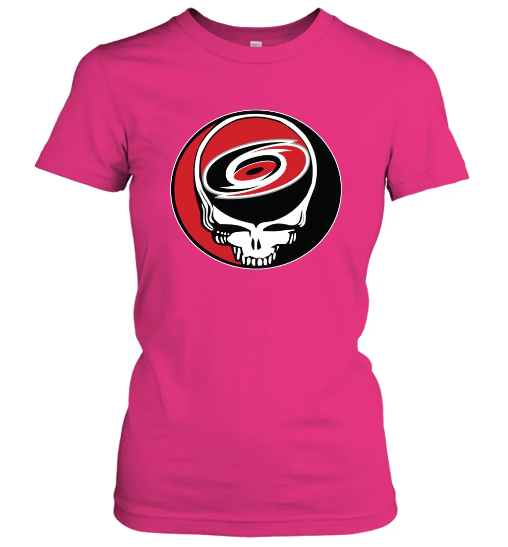 Carolina Hurricanes Grateful Dead Steal Your Face Hockey NHL Womens T-Shirt