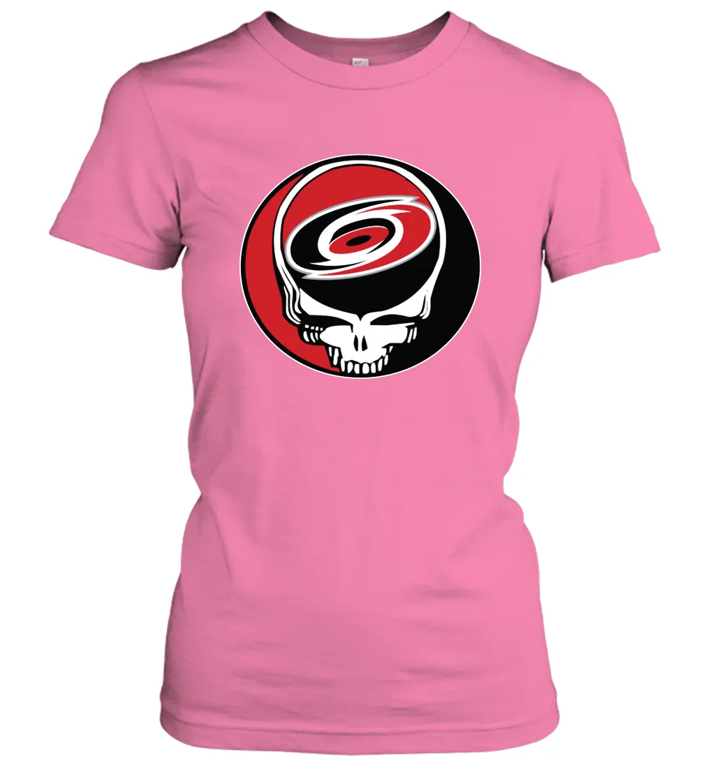 Carolina Hurricanes Grateful Dead Steal Your Face Hockey NHL Womens T-Shirt