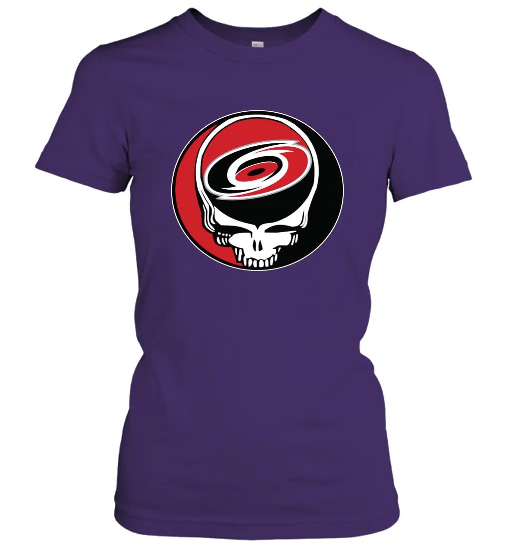 Carolina Hurricanes Grateful Dead Steal Your Face Hockey NHL Womens T-Shirt