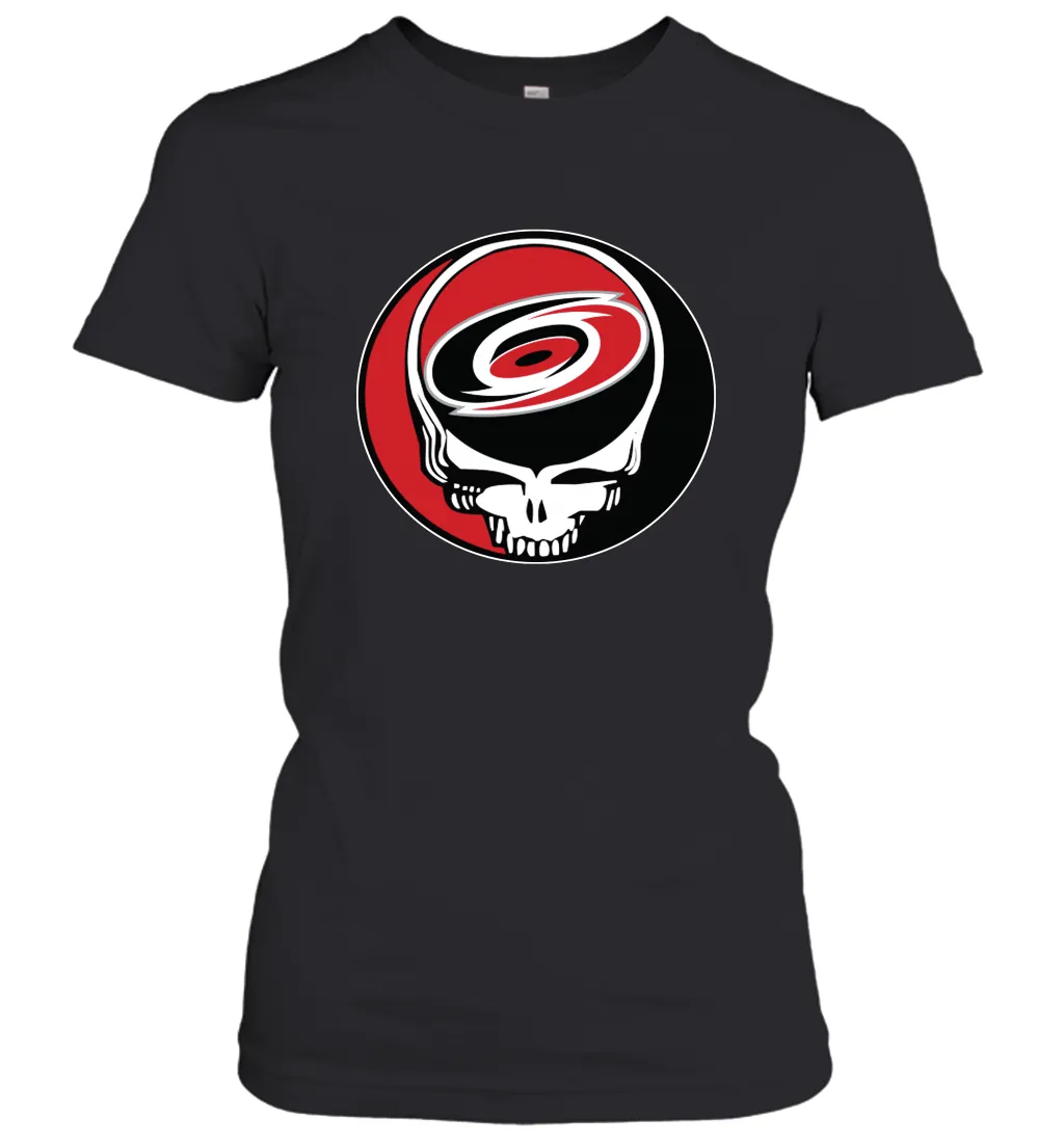 Carolina Hurricanes Grateful Dead Steal Your Face Hockey NHL Womens T-Shirt