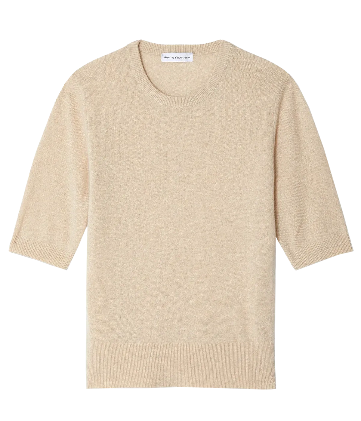 Cashmere Elbow Sleeve Tee in Sand Heather