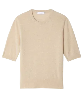 Cashmere Elbow Sleeve Tee in Sand Heather