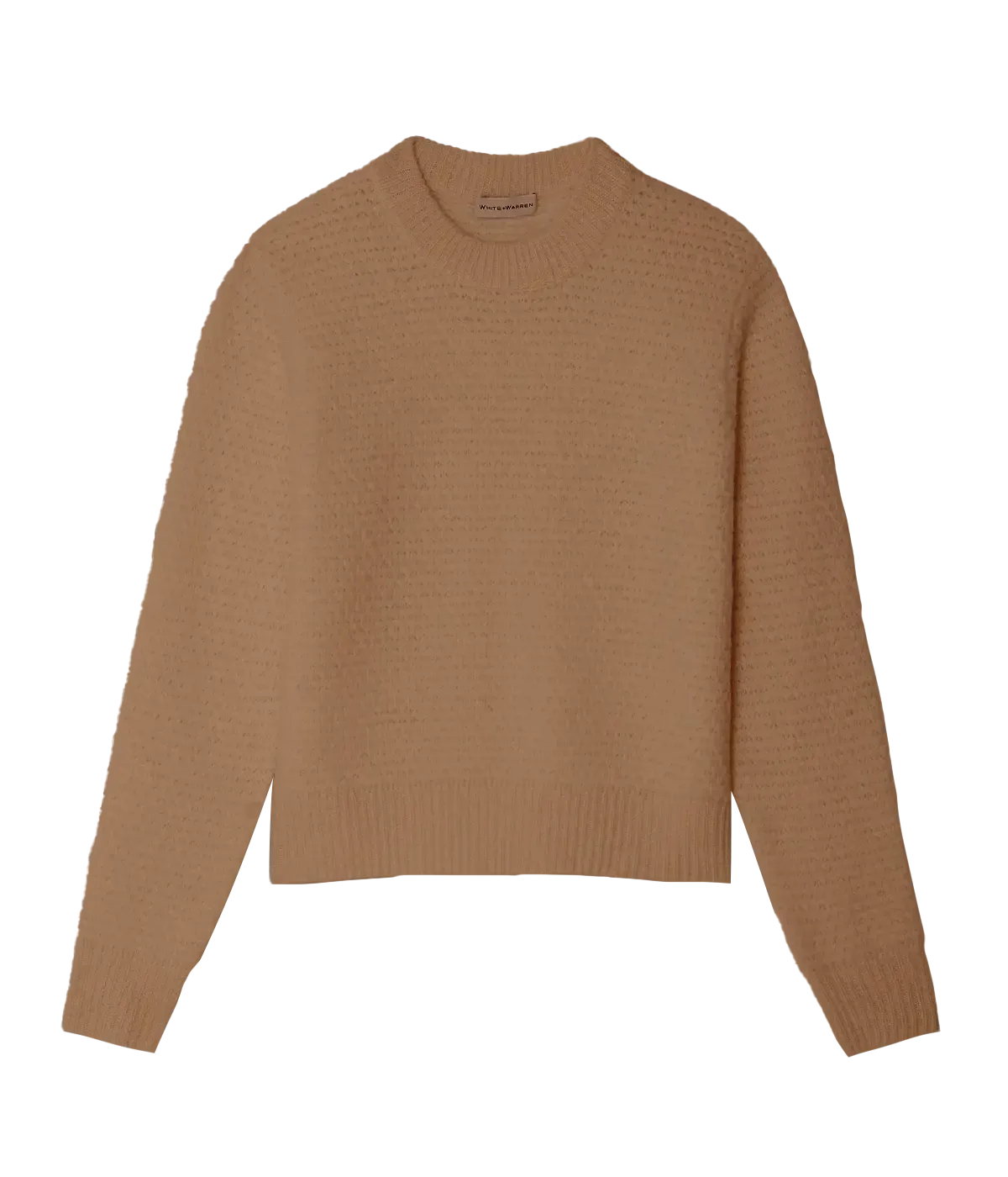 Cashmere Textured Crewneck in Camel Heather