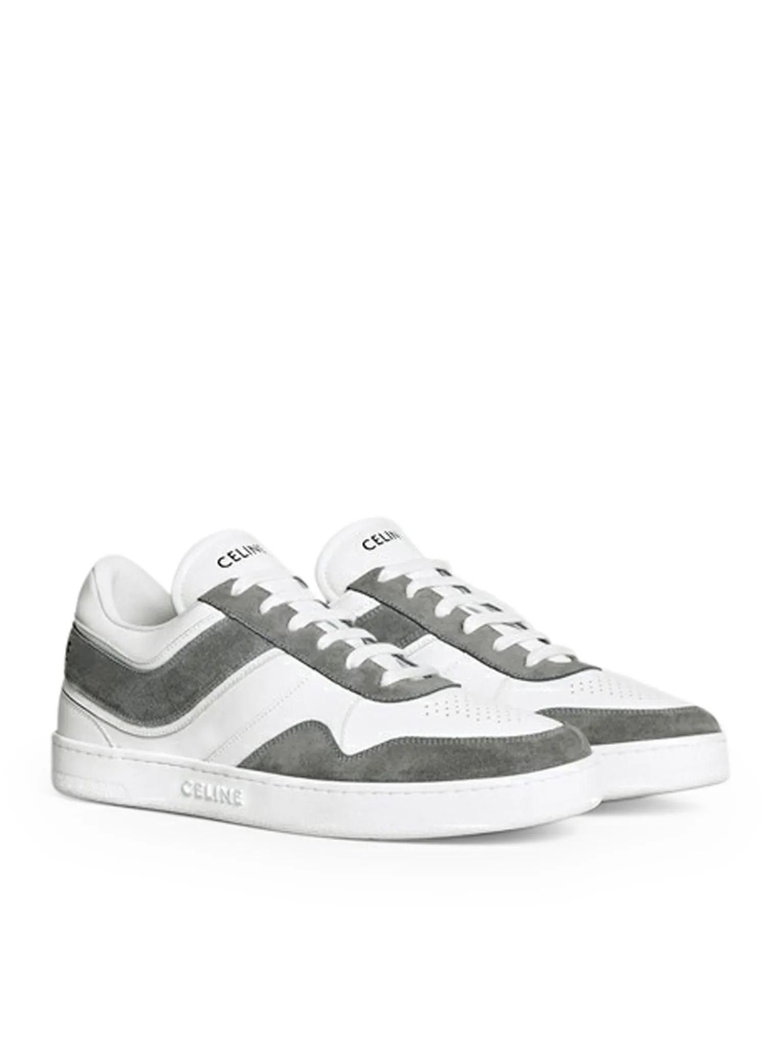 CELINE LOW TRAINER LACE-UP SNEAKER IN SUEDE CALFSKIN AND CALF LEATHER