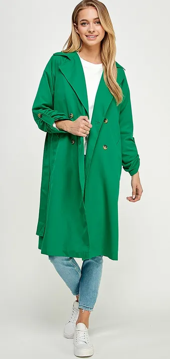 Clara Double Breasted Trench Coat in Green