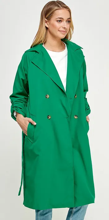 Clara Double Breasted Trench Coat in Green