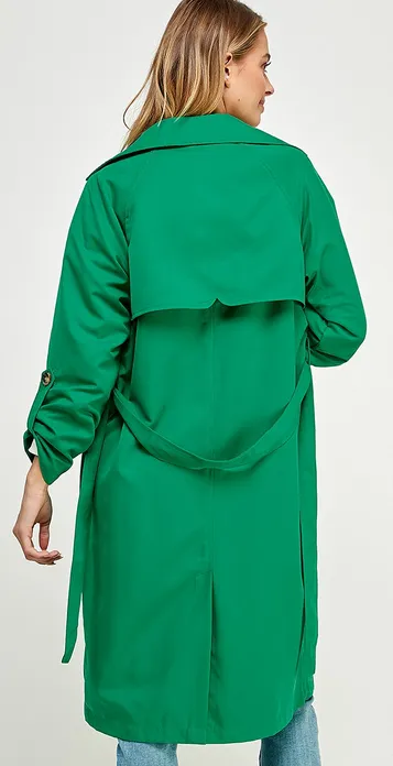 Clara Double Breasted Trench Coat in Green