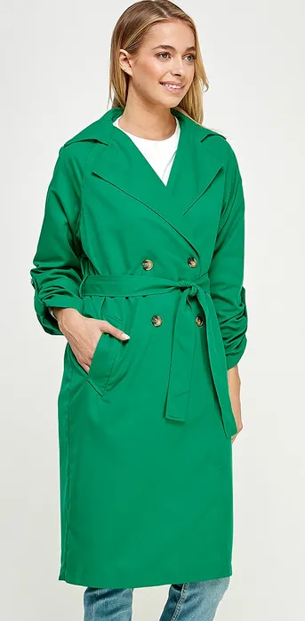 Clara Double Breasted Trench Coat in Green