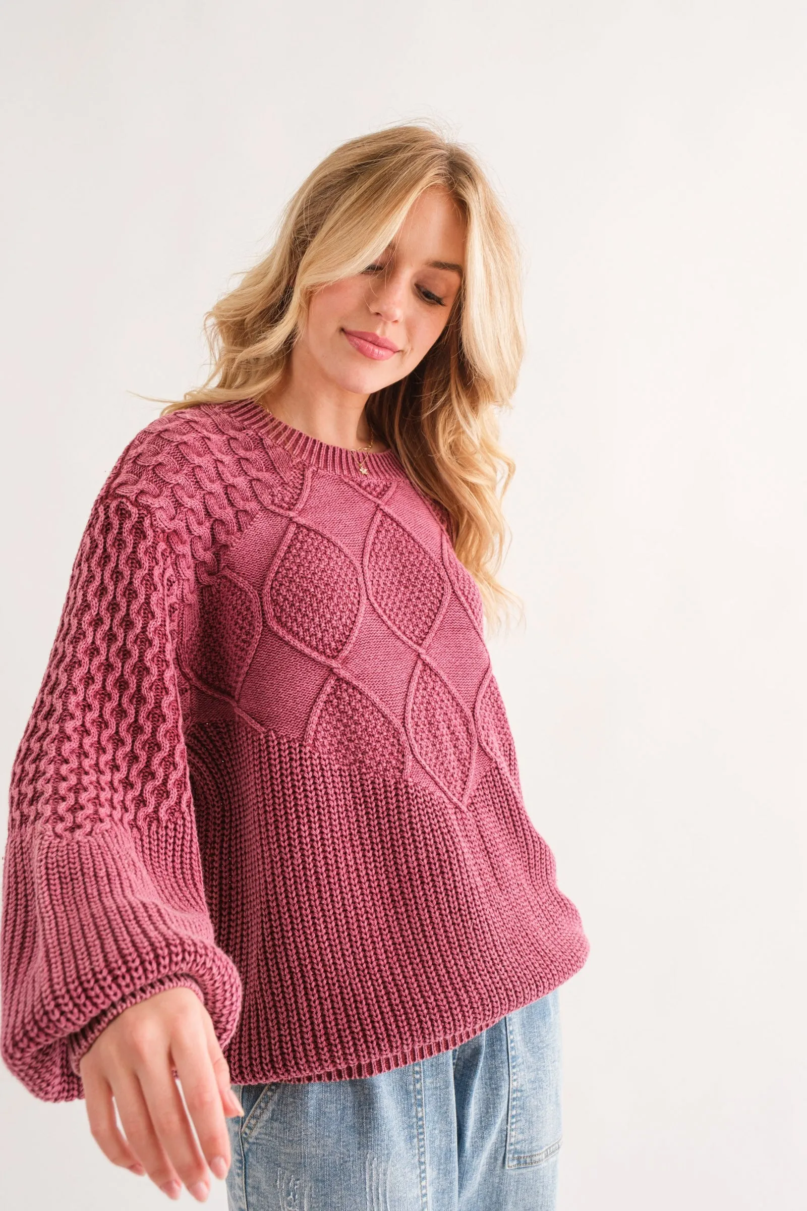 Classic Feelings Textured Sweater - Wine