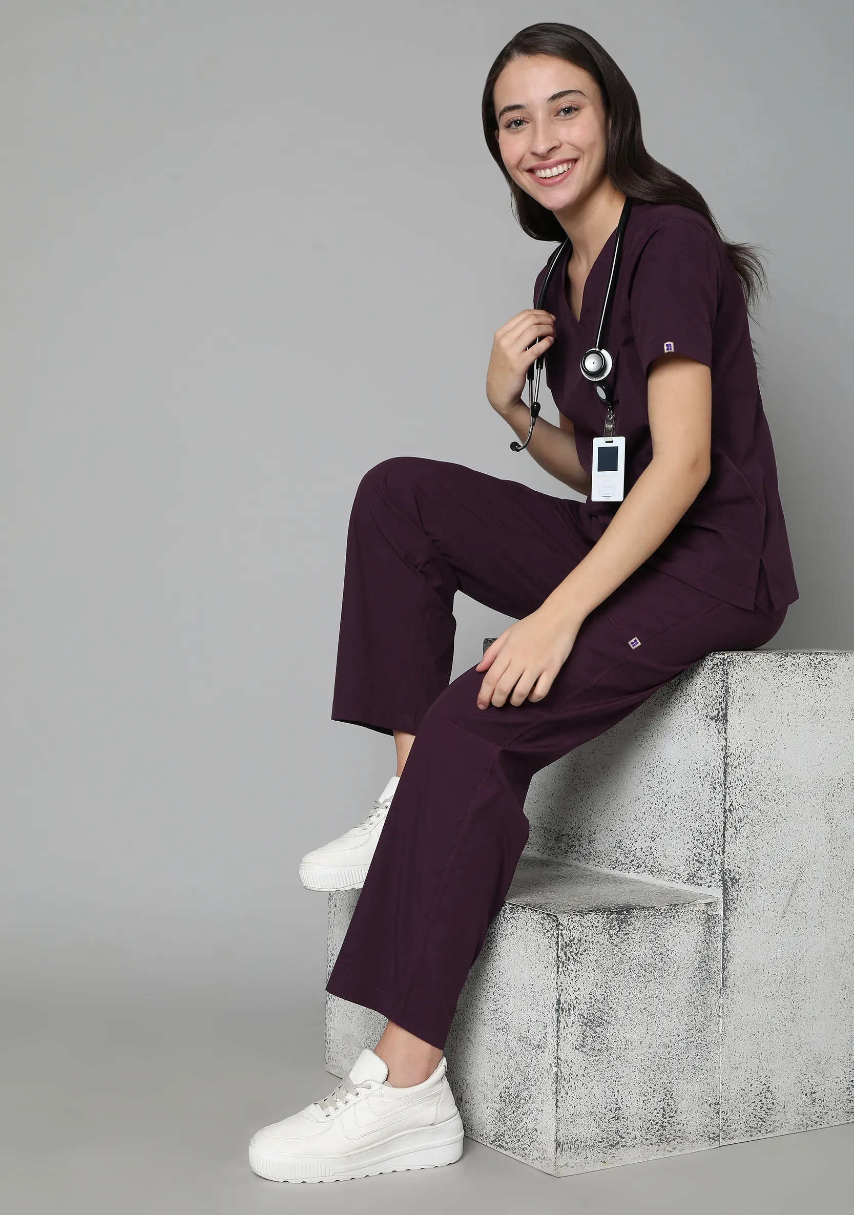 Classic Women's 5-Pocket (Wine) Scrub