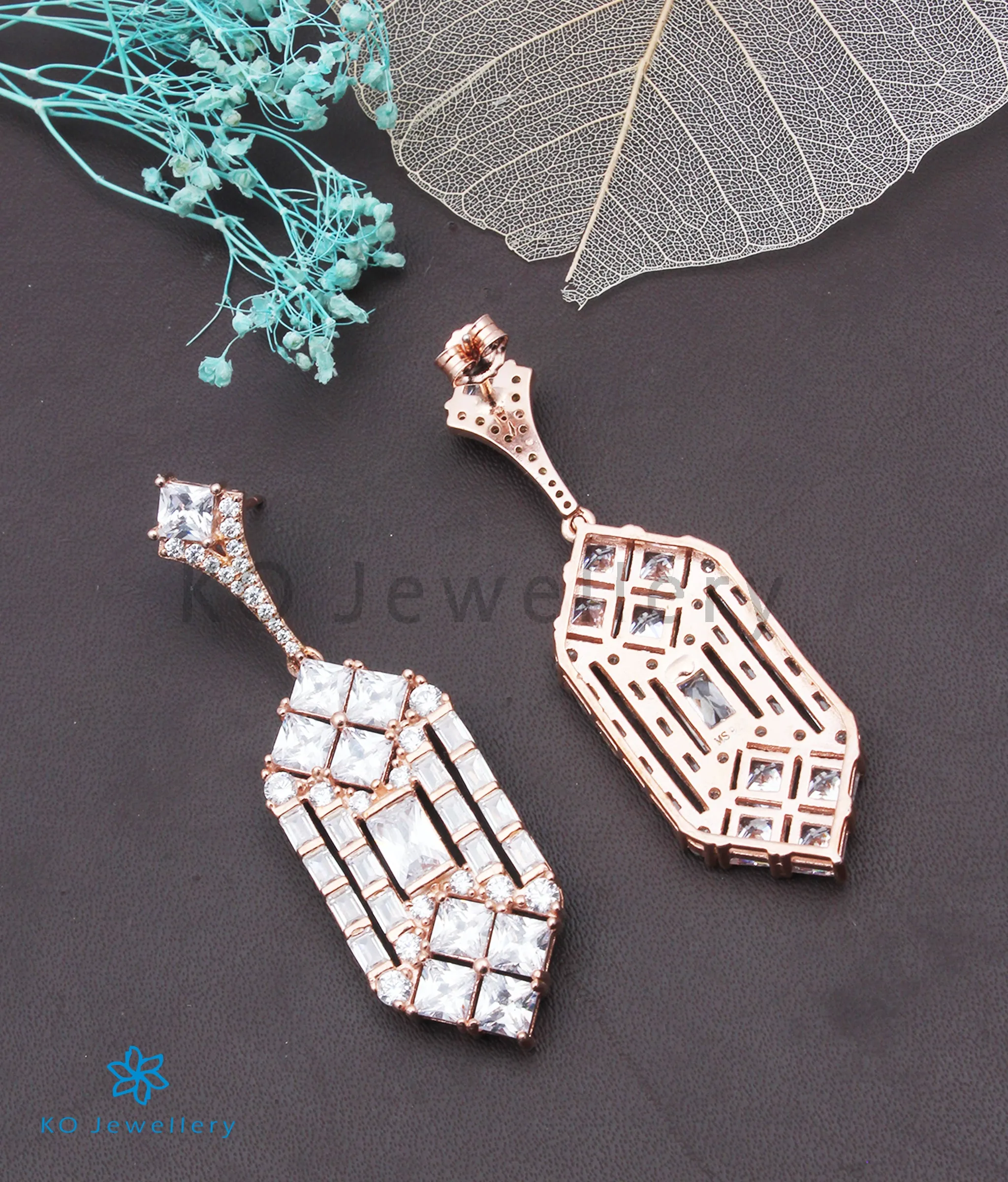 Copy of INdiranagar stock Silver Earrings - rose gold 10