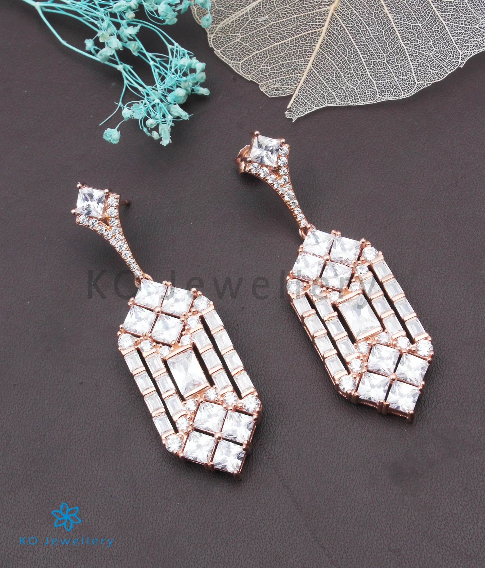 Copy of INdiranagar stock Silver Earrings - rose gold 10