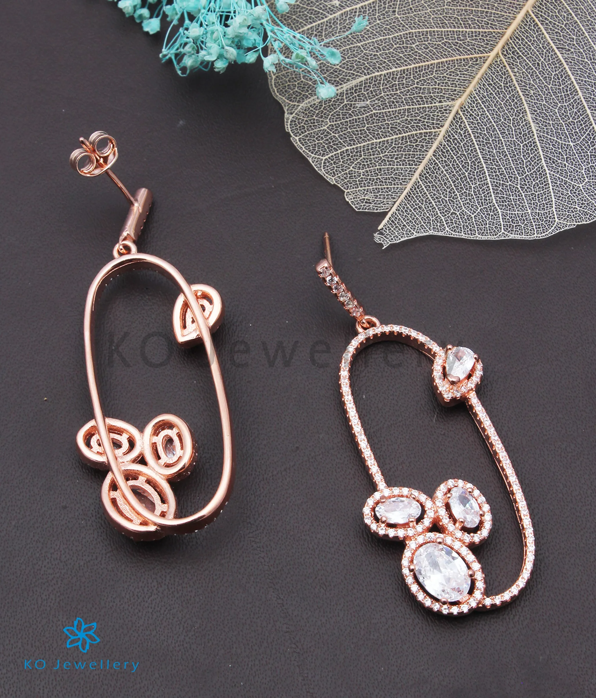 Copy of INdiranagar stock Silver Earrings - rose gold 6