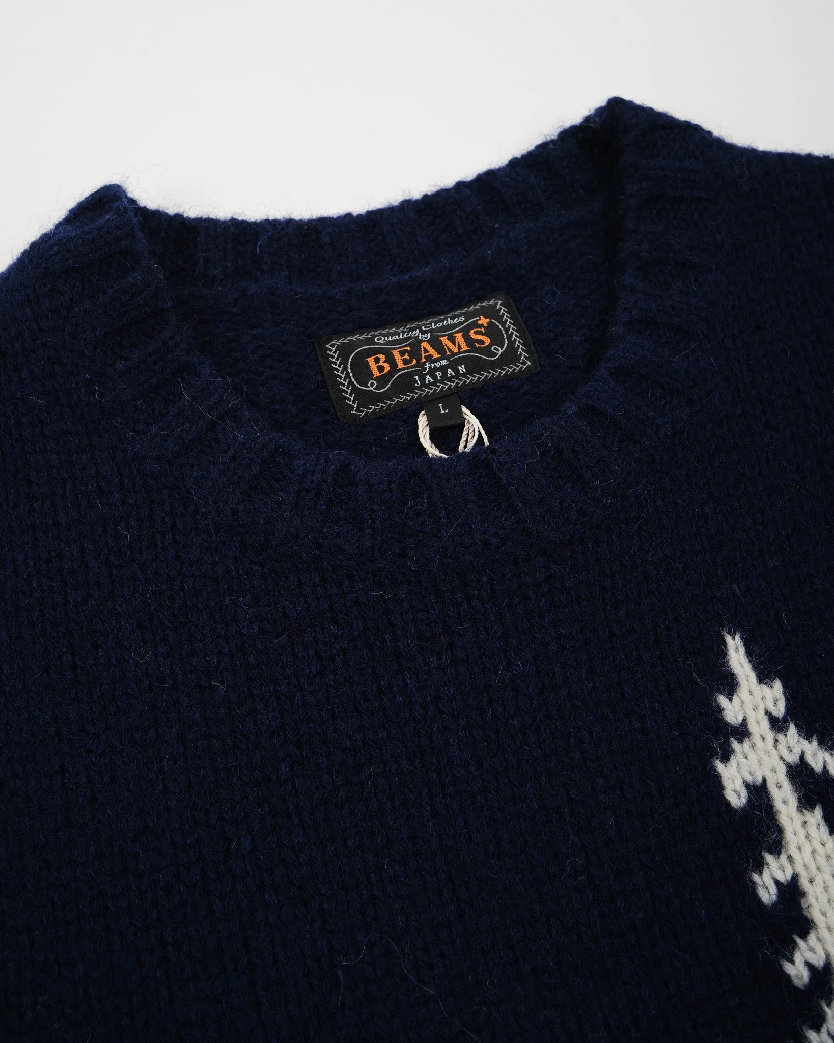 Crew Neck Intarsia 3G Navy Bear