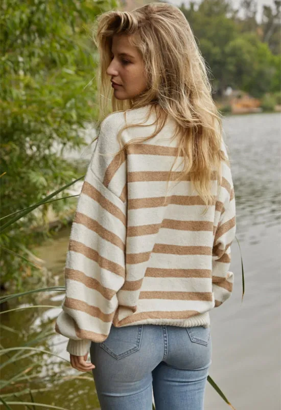 Davis Striped Sweater - Mocha