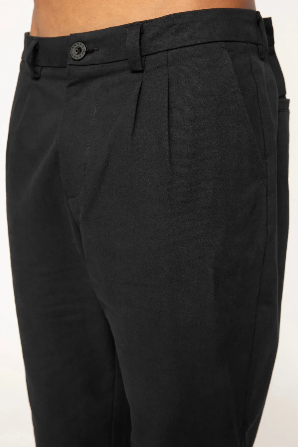 Dean Pleat Front Pant - Black