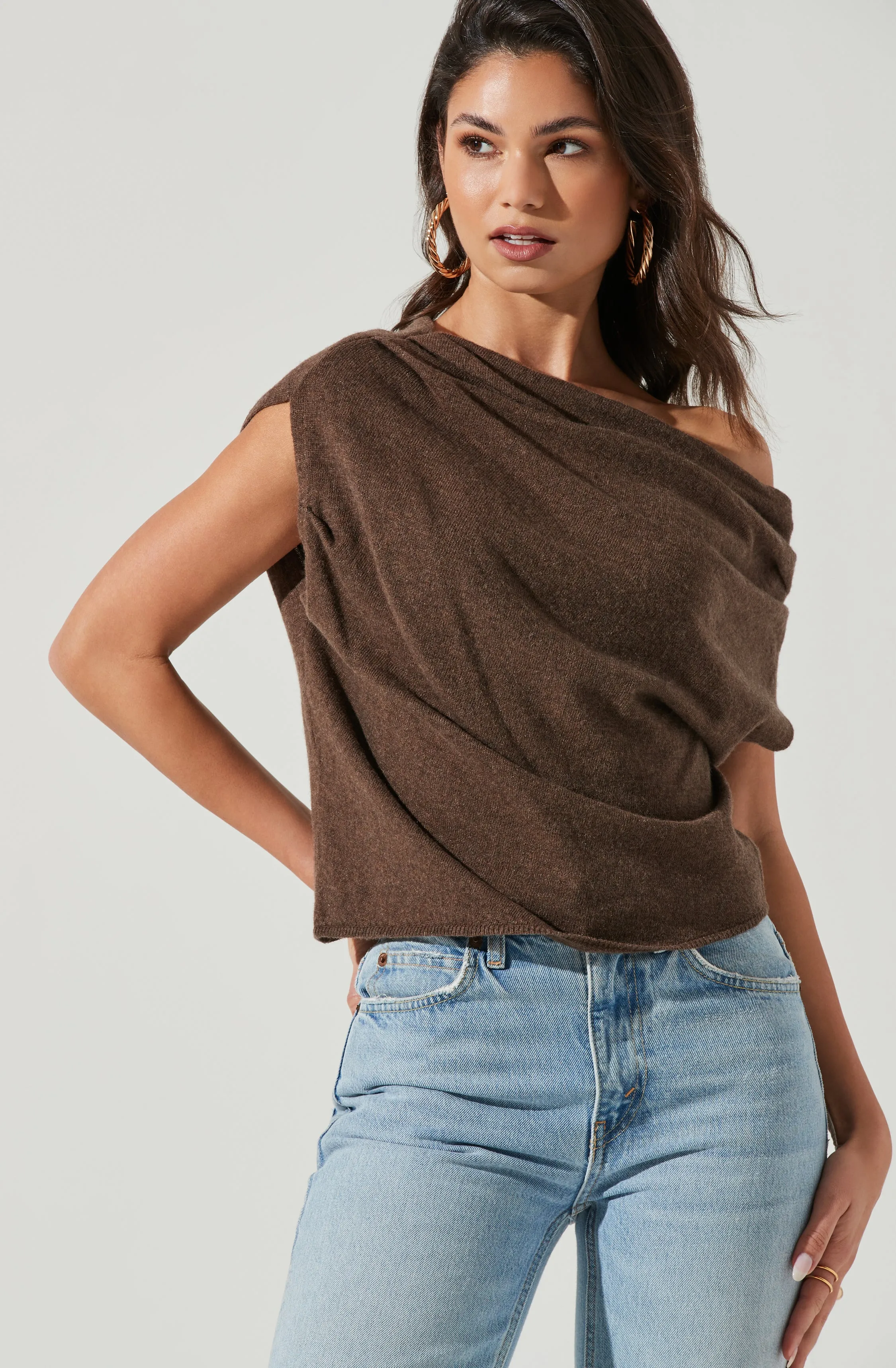 Devin Sleeveless One Shoulder Sweater