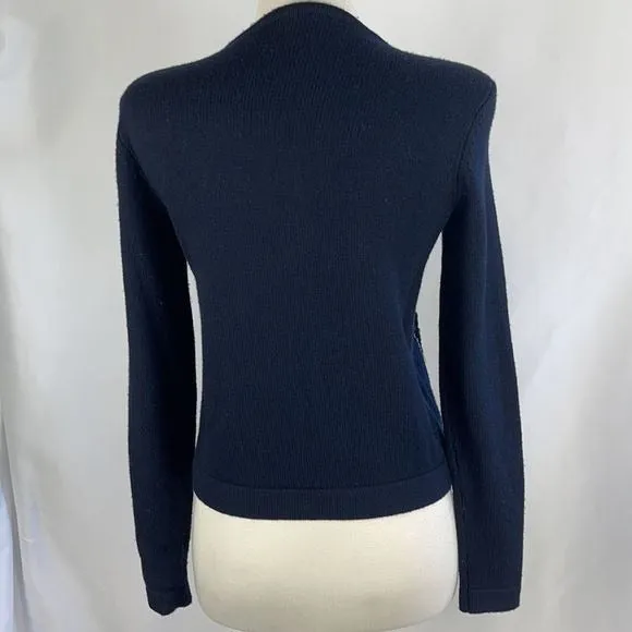 ElieTahariReal Fur and Knit Navy Sweater