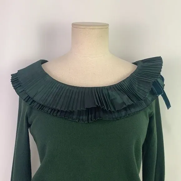 EtroGreenRuffle Neck Sweater