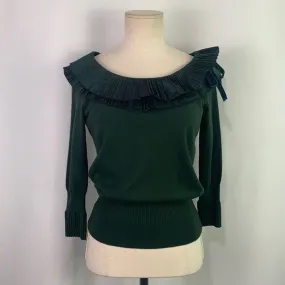 EtroGreenRuffle Neck Sweater