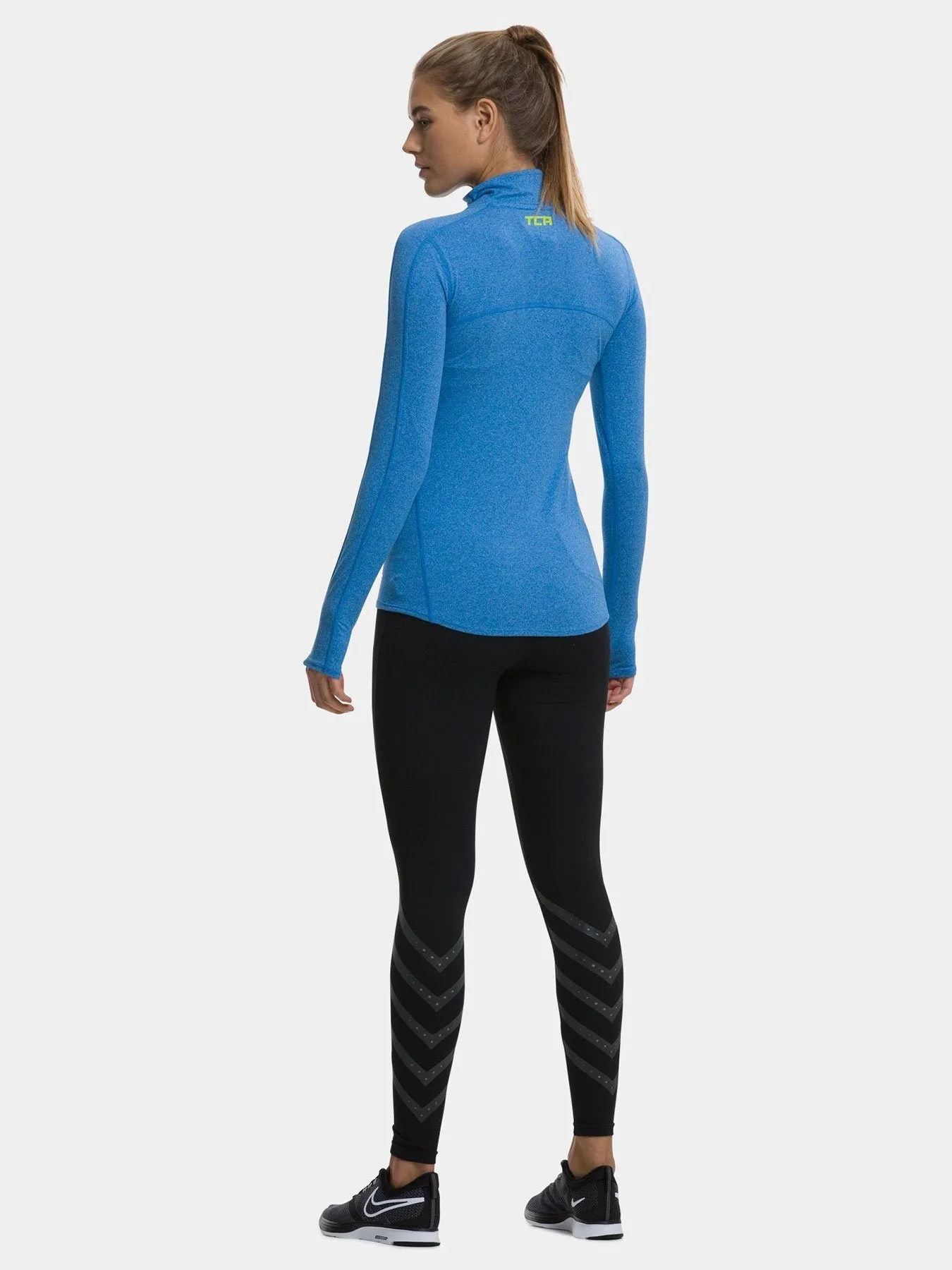 Fusion Half Zip Running Top For Women With Thumbholes & Back Zip Pocket