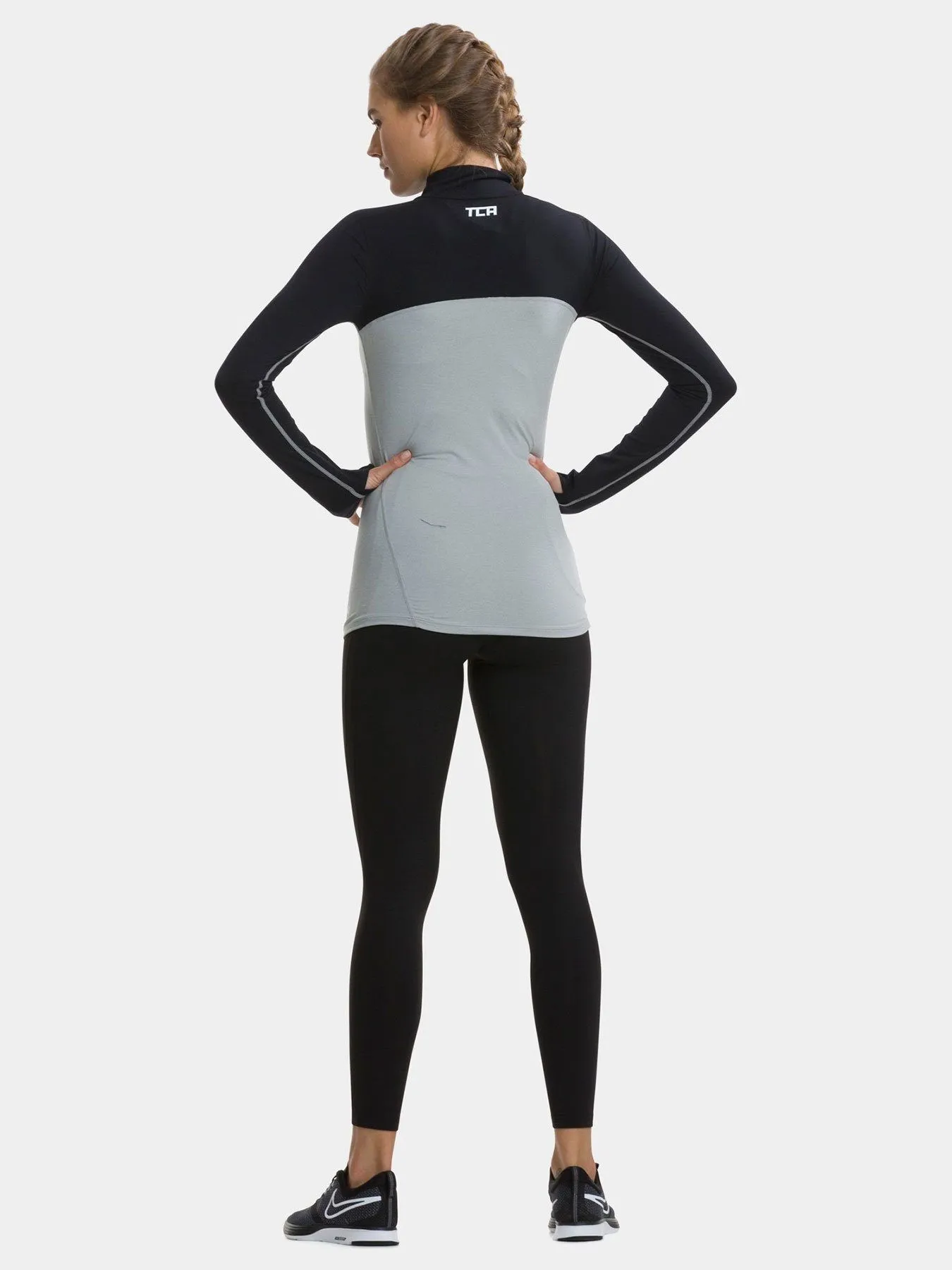 Fusion Half Zip Running Top For Women With Thumbholes & Back Zip Pocket