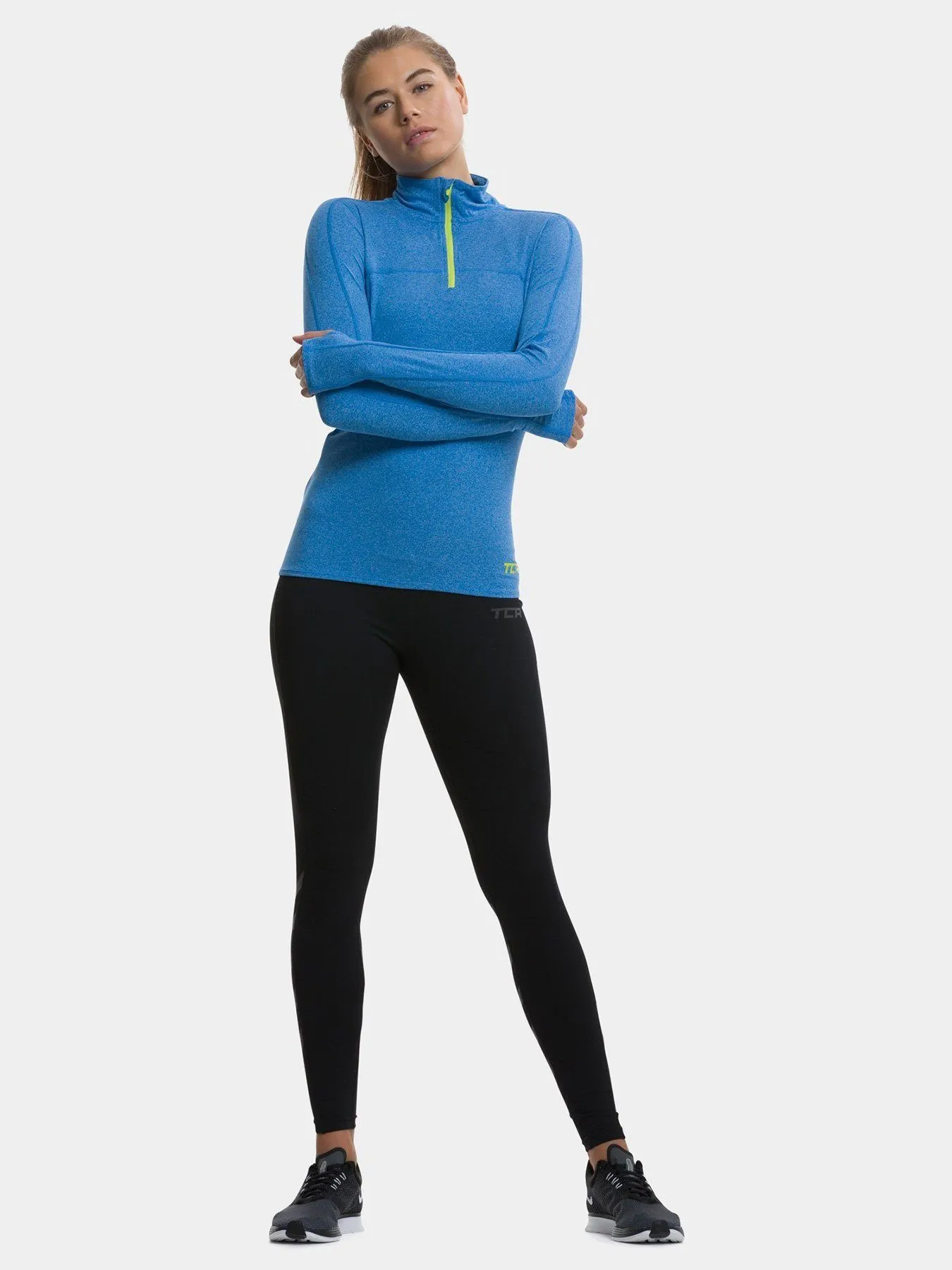 Fusion Half Zip Running Top For Women With Thumbholes & Back Zip Pocket