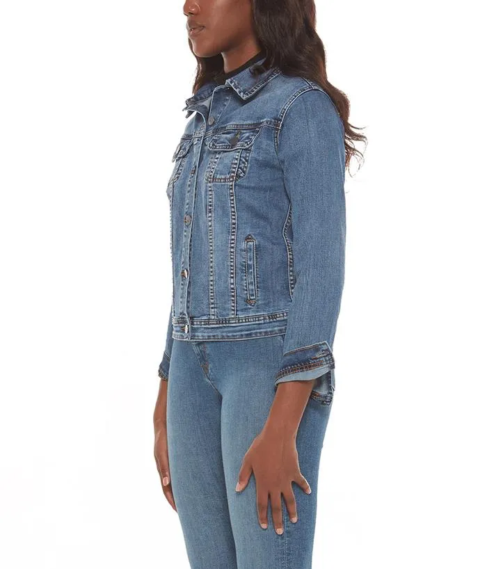 Gabriella Classic Denim Jacket in Stone Blue