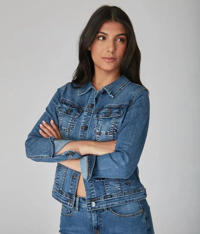 Gabriella Classic Denim Jacket in Stone Blue