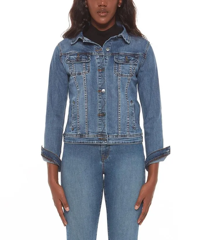 Gabriella Classic Denim Jacket in Stone Blue