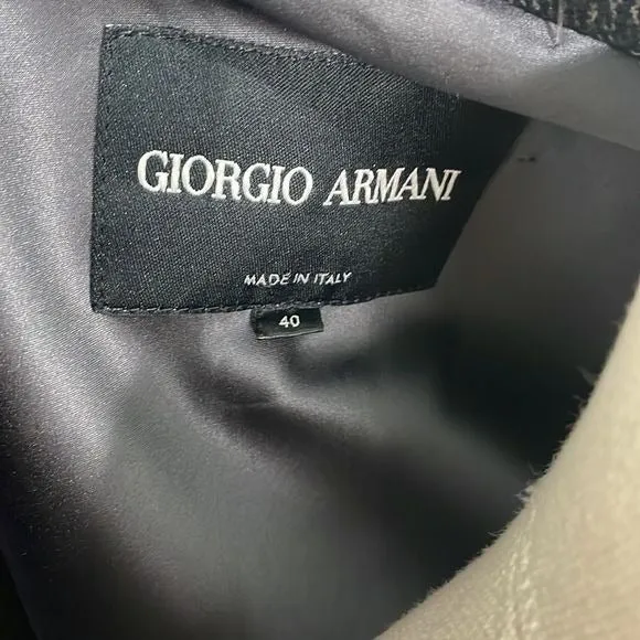 Giorgio ArmaniGrey Tweed Shawl Collar Jacket