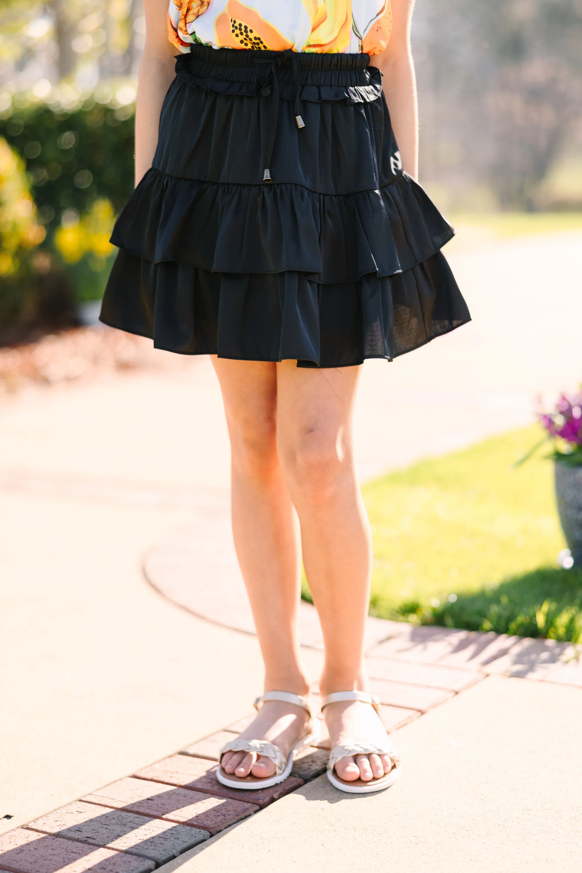 Girls: Take The Leap Black Ruffled Skort