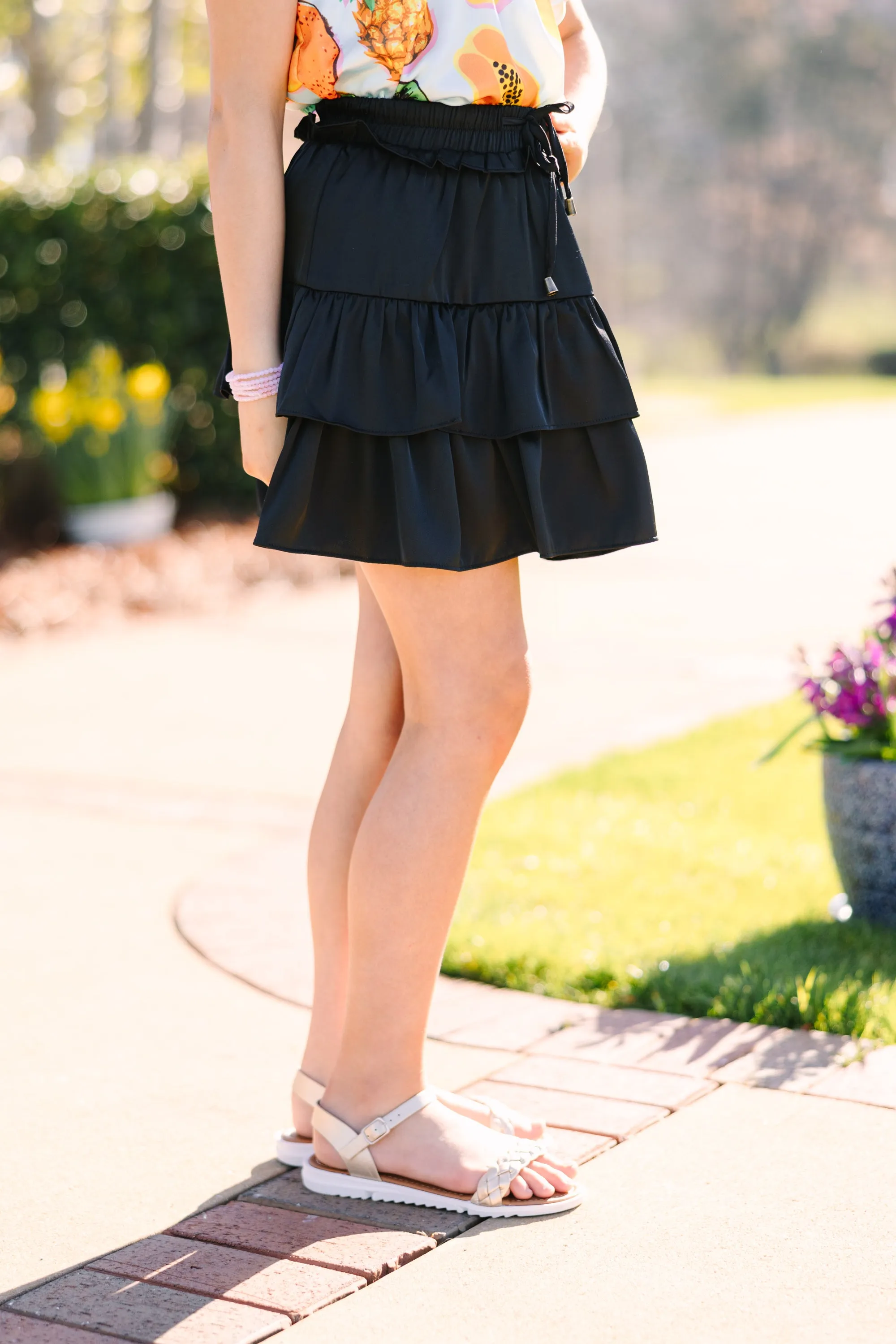 Girls: Take The Leap Black Ruffled Skort