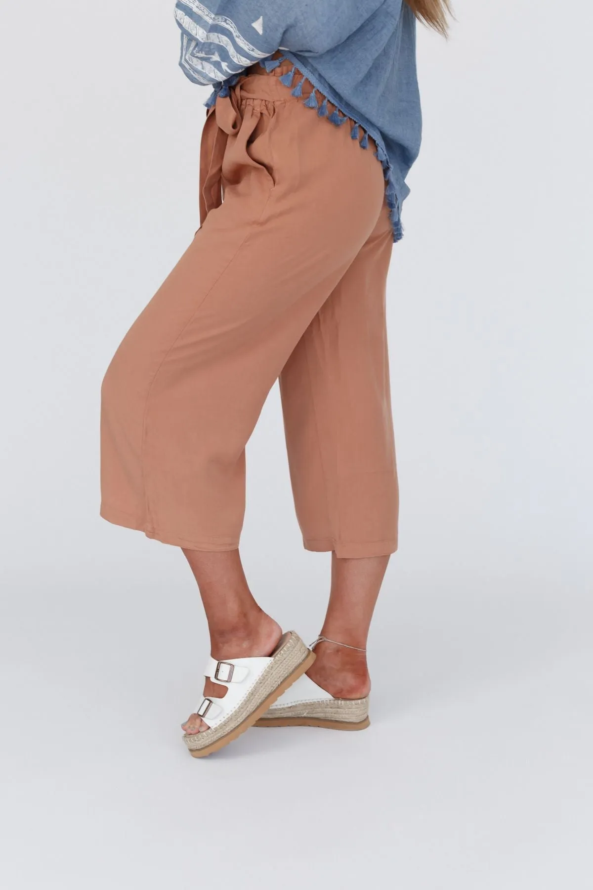 Harper Tie Waist Pants - Rust