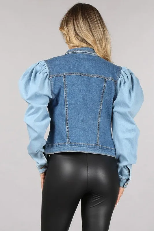 Light Sleeve Denim Puff Jacket