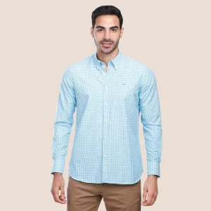 Long Sleeve checkered Shirt - TURQUOISE