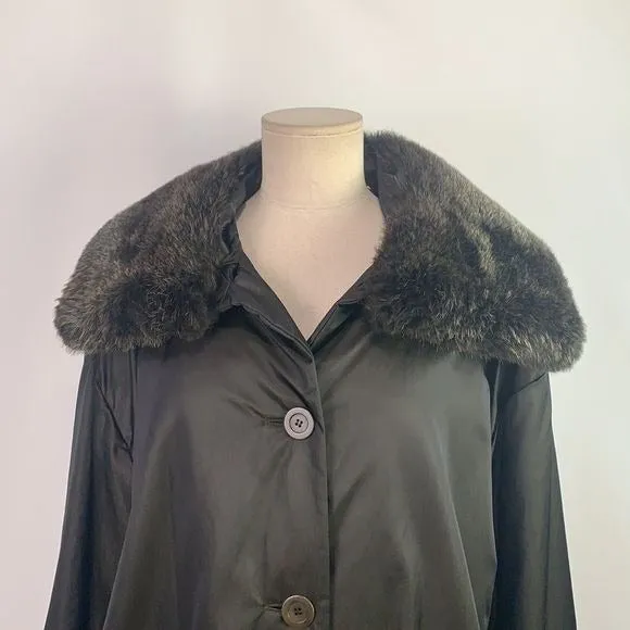 Louis Ferraudbrown nylon with fur collar jacket