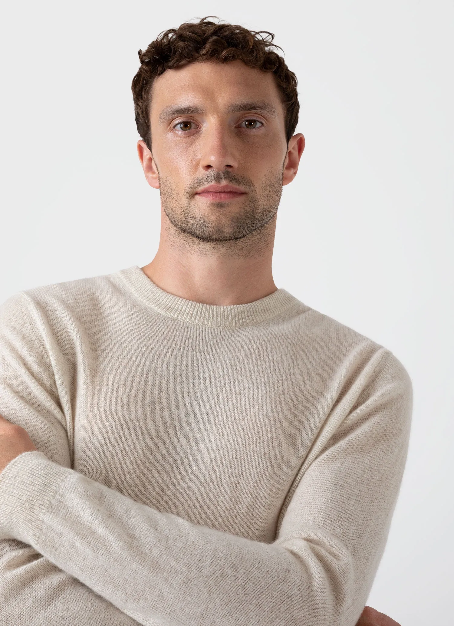 Men's Scottish Cashmere Jumper in Natural Ecru