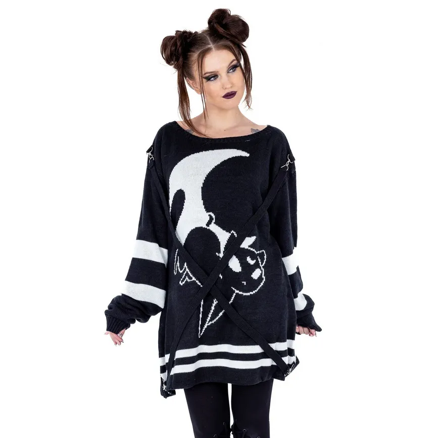 MOON CATS JUMPER - BLACK/WHITE